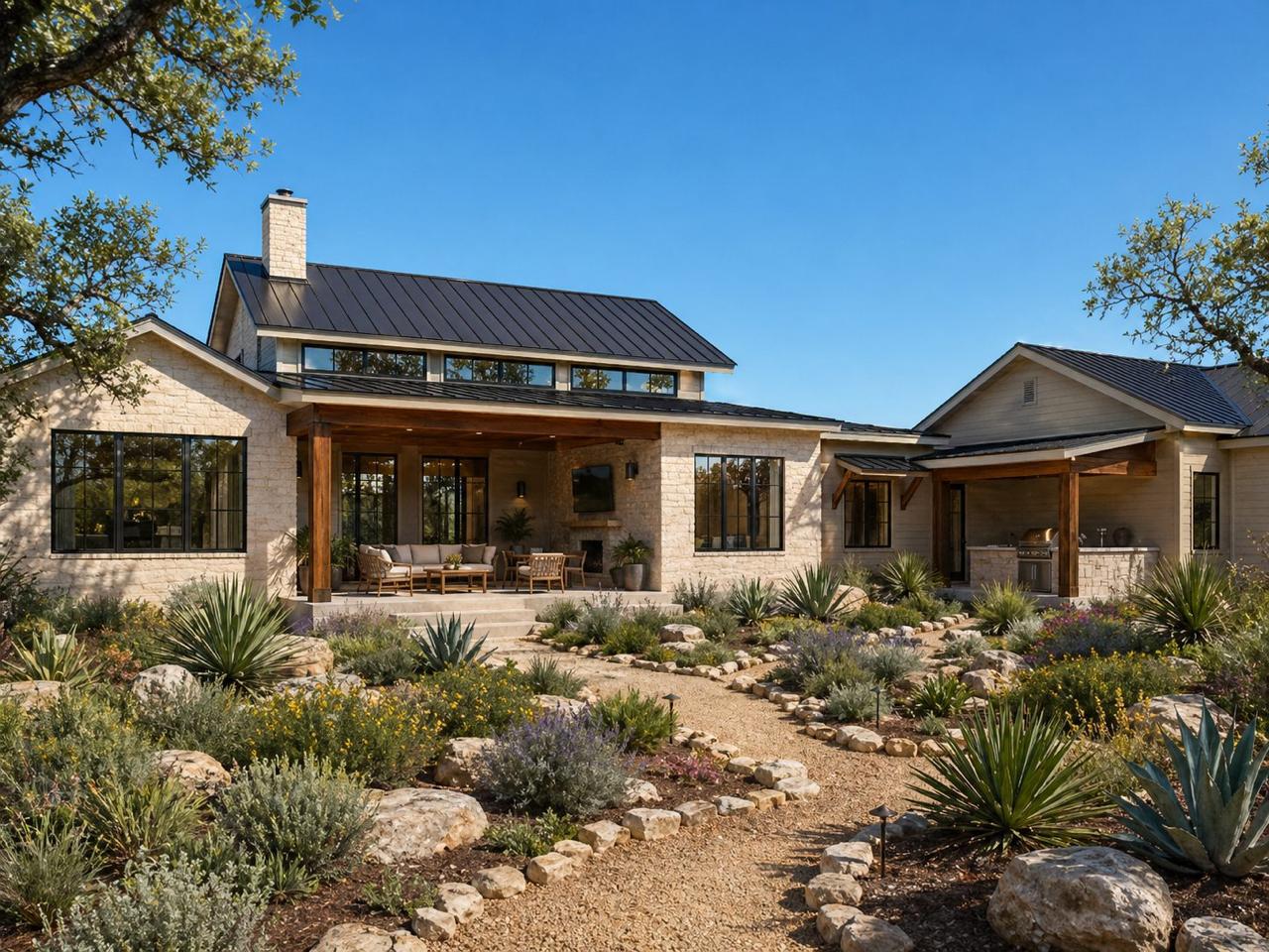 ClearBuild Texas luxury Hill Country home at dusk