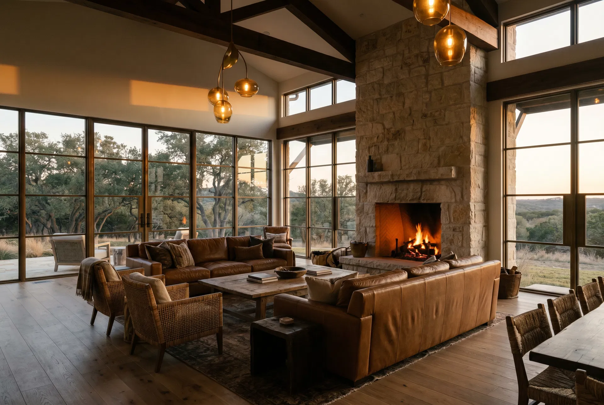 Luxury custom home great room interior