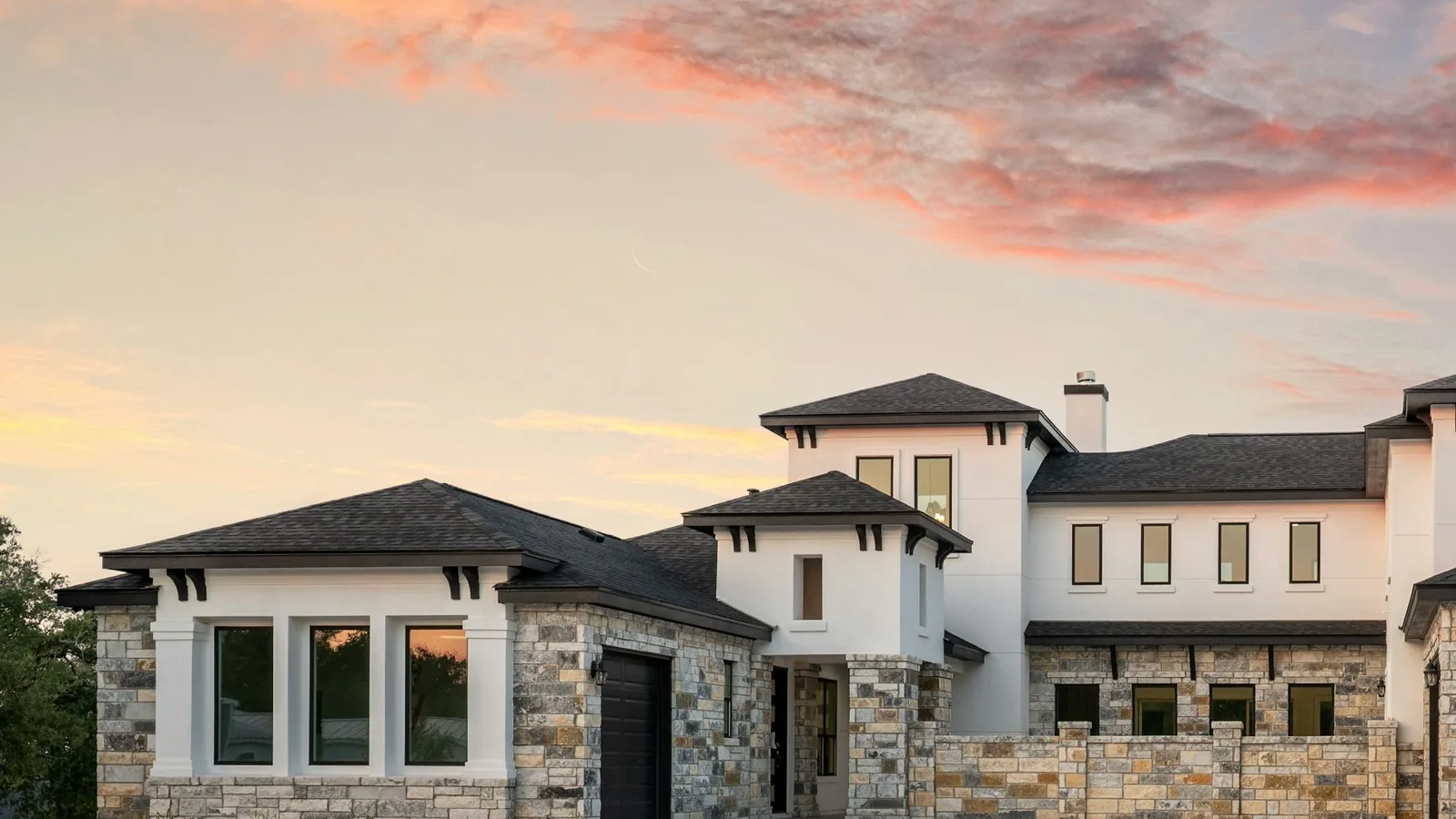 Illustrative stock photo of a Texas-style custom home, not a ClearBuild project